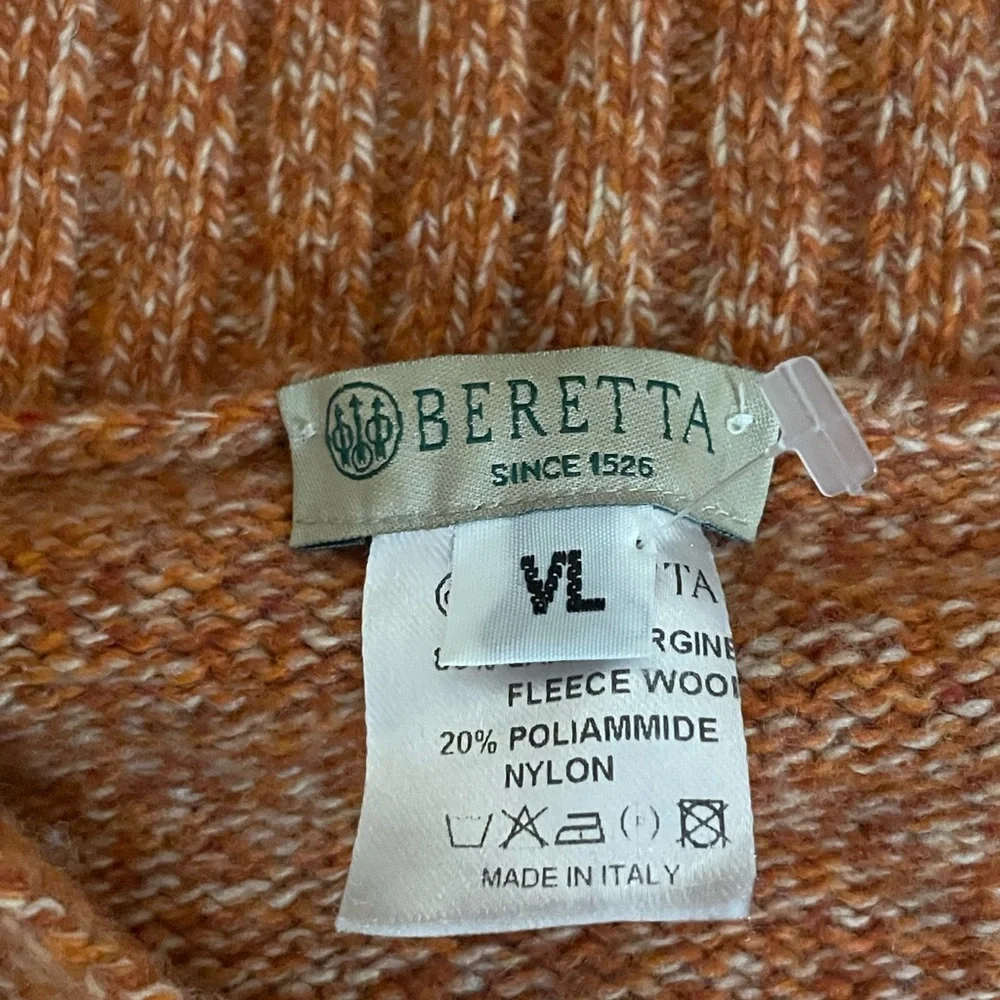 3/20 bundle Vintage Beretta Made in Italy Orange Knit Wool Sweater- VL - Picture 3 of 4